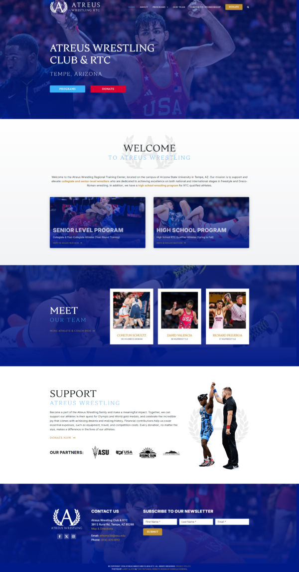 Web Design for Atreus Wrestling Club and RTC